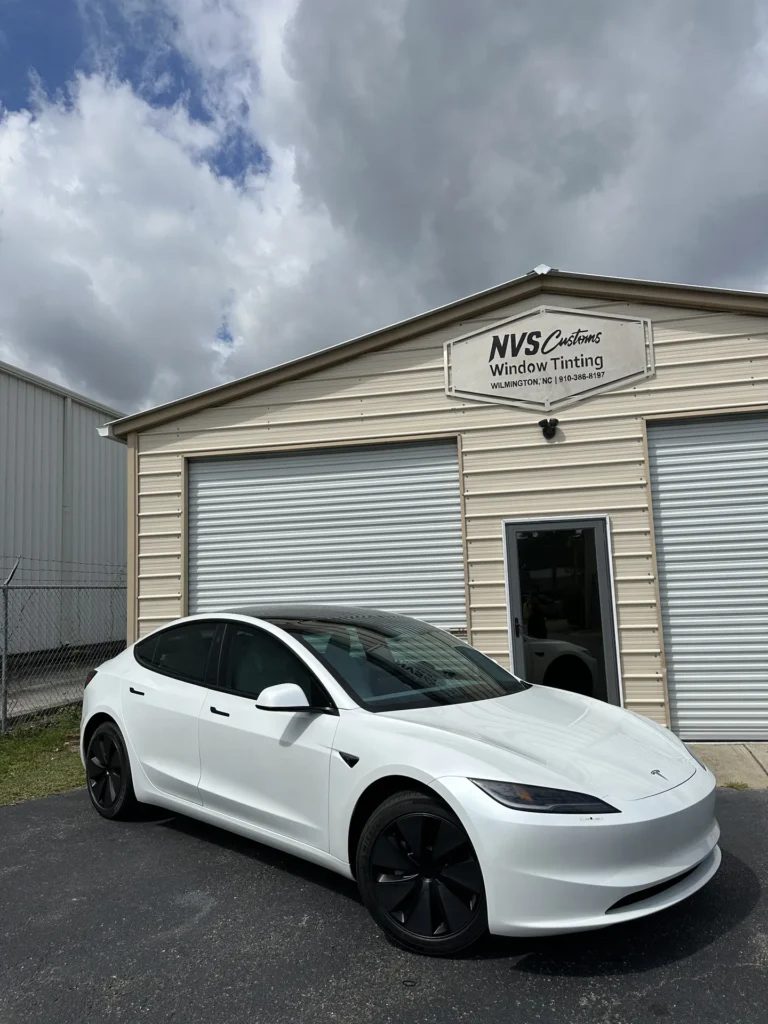 Cybertruck with ceramic window tinting by NVS Customs in Wilmington, NC